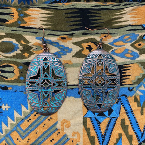 Aztec Style Coloured Drop Earrings